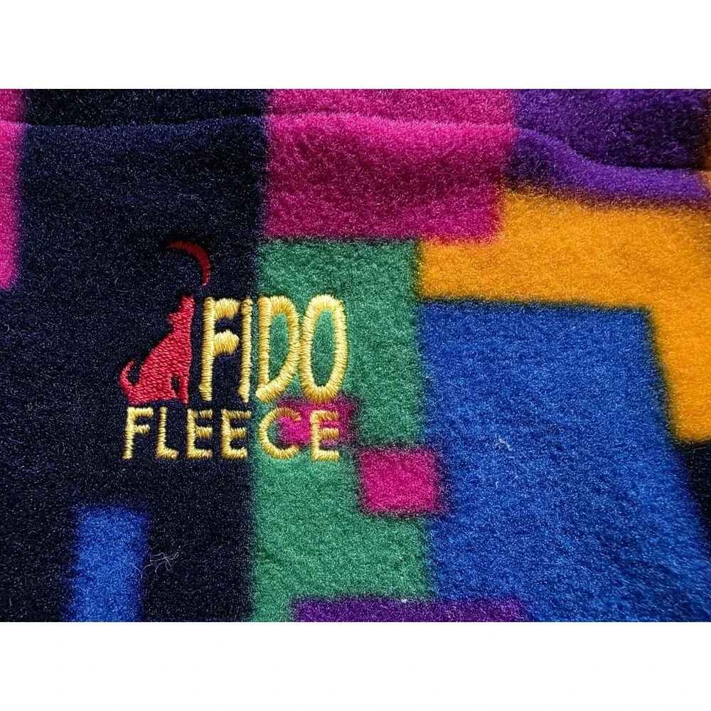 Fido Fleece Cozy Dog Jacket Size 20 City Block Print Multicolor NEW Vintage 90s
